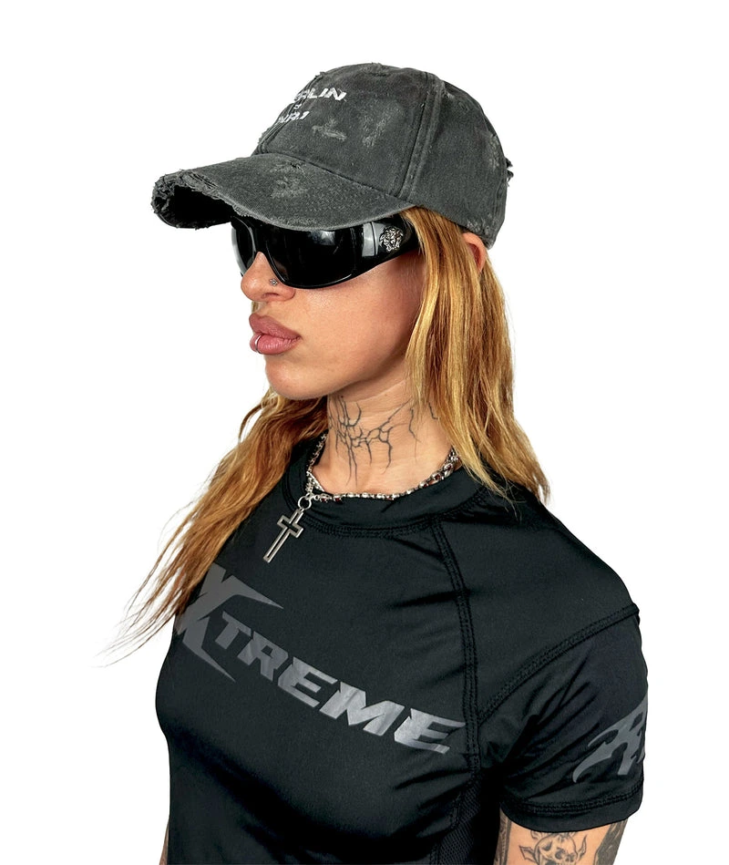 "BERLIN = NR.1" - CAP - DISTRESSED, STONE WASHED - BLACK - Image 2