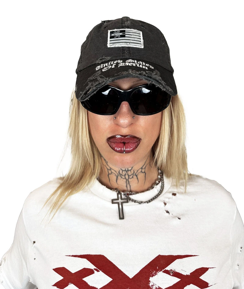 U.S.B. - CAP - DISTRESSED, STONE WASHED - BLACK - Image 2