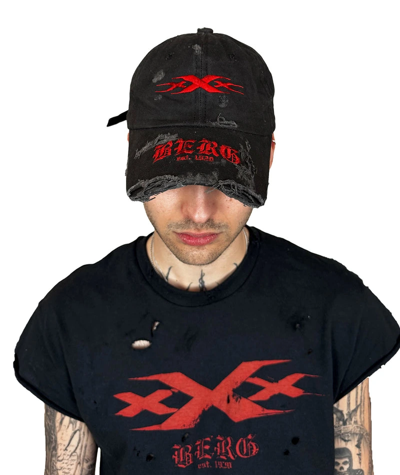 TRIPLE X - CAP - DISTRESSED, STONE WASHED - BLACK - Image 4