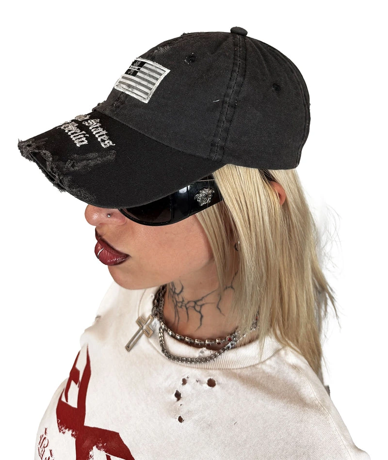 U.S.B. - CAP - DISTRESSED, STONE WASHED - BLACK - Image 3