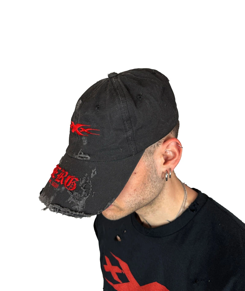 TRIPLE X - CAP - DISTRESSED, STONE WASHED - BLACK - Image 3