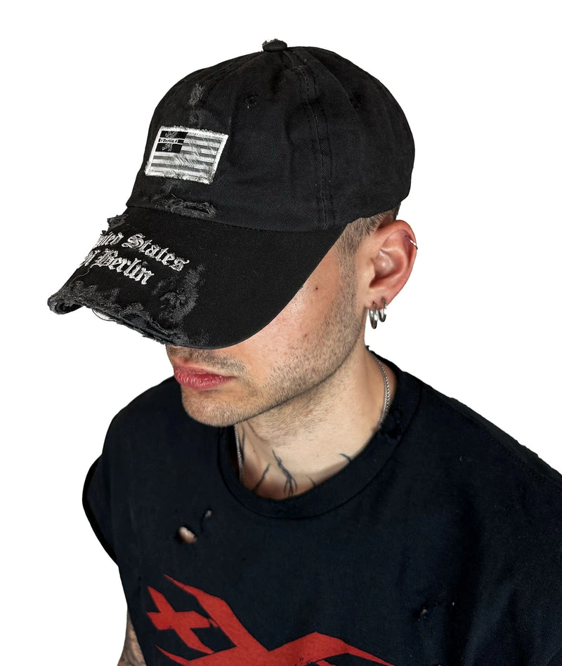 U.S.B. - CAP - DISTRESSED, STONE WASHED - BLACK - Image 5