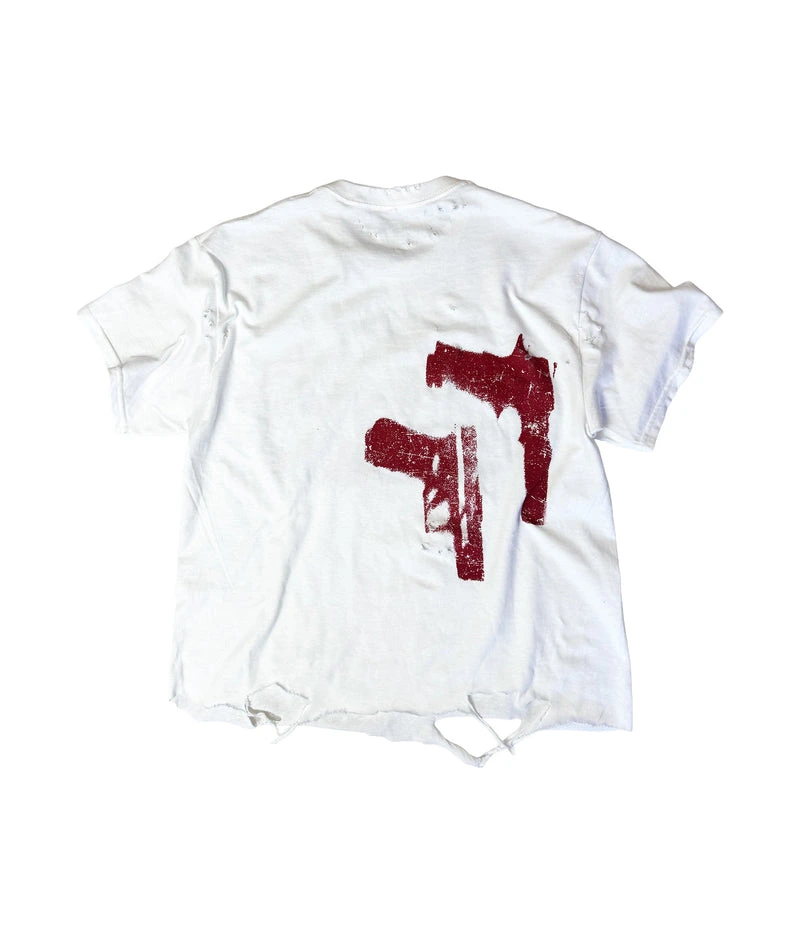 BARE KNUCKLE - DISTRESSED T-SHIRT | WHITE, UNISEX - Image 2