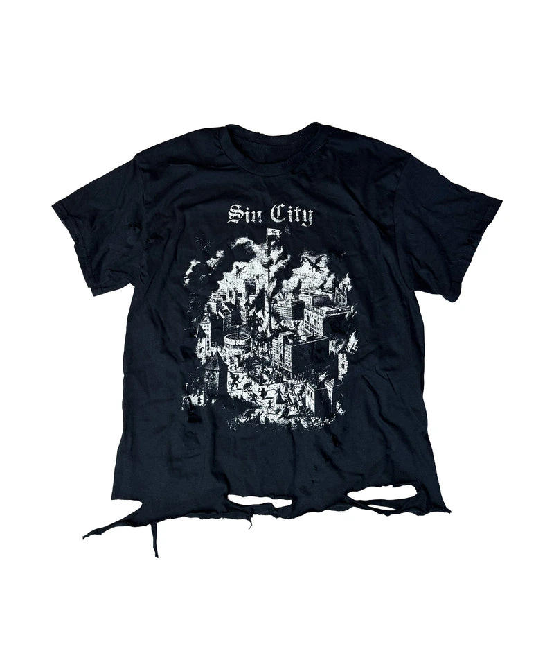 SIN CITY - DISTRESSED T-SHIRT | BLACK/WHITE UNISEX