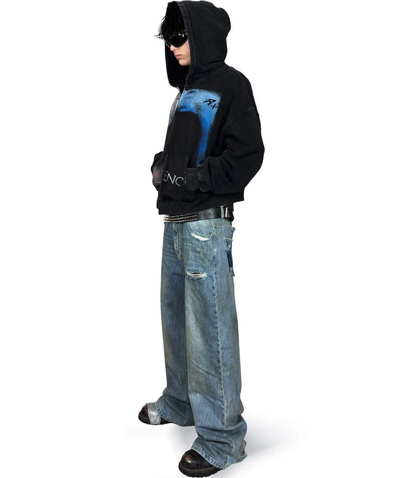 VIOLENCE - OVERSIZED ZIP-HOODIE (WASHED) | UNISEX - Image 4